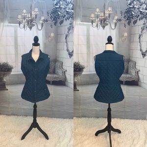 Teal w/ Polka Dots Quilted Zip and Snap Vest